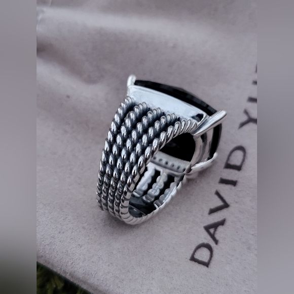 David Yurman Sterling Silver Wheaton 14x20mm Black Onyx & Diamond Ring - Picture 8 of 16
